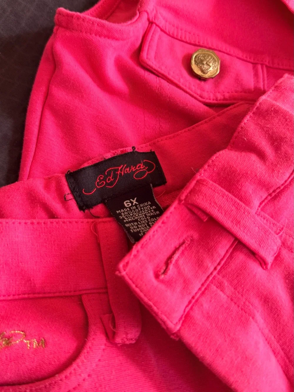 Ed Hardy Hot Pink Girls' Two-Piece Denim Vest & Jeans Set